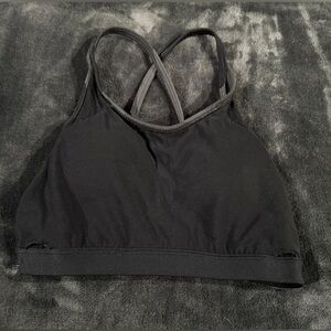 aerie Black Cross-Strap Light Support Sports Bra